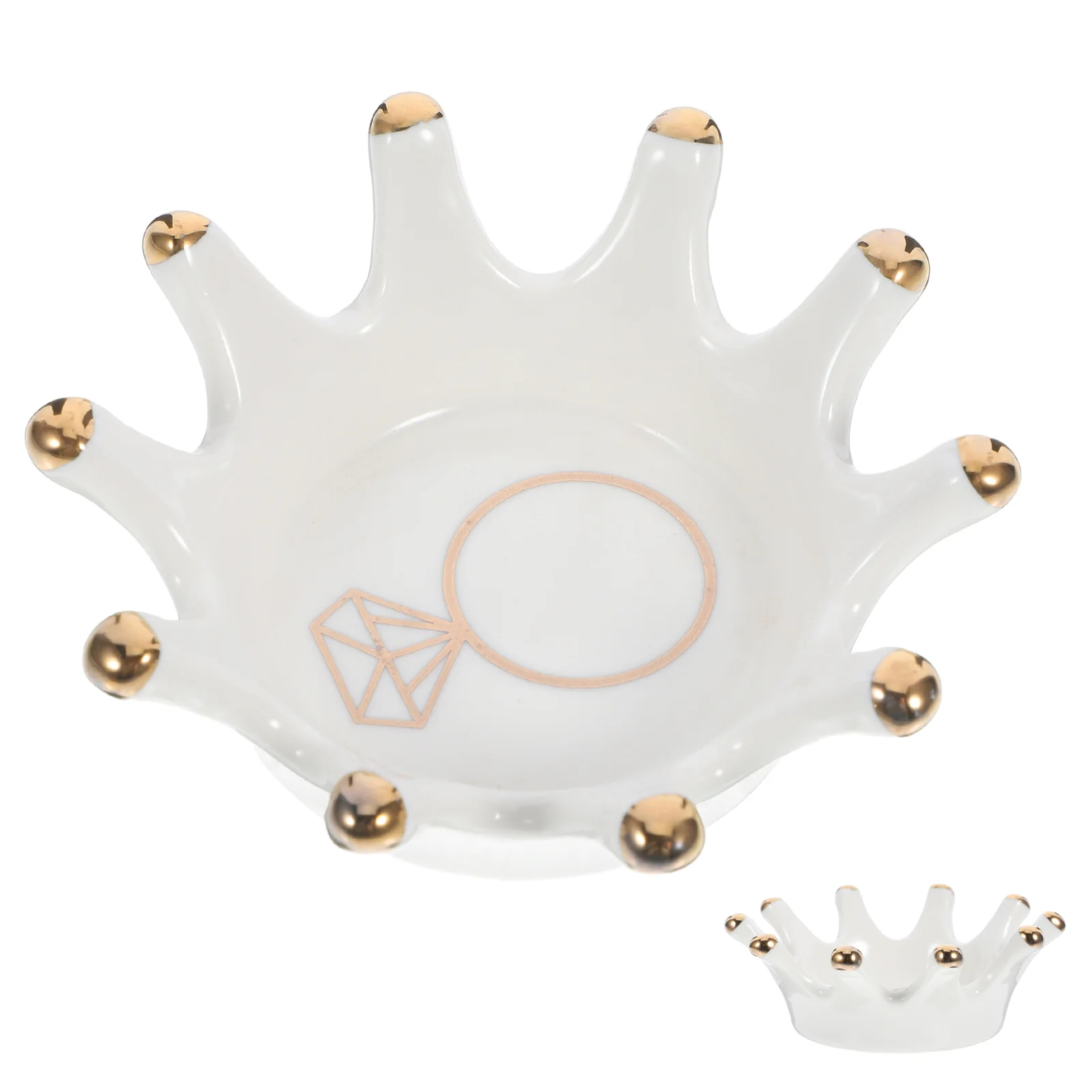 

Crown Jewelery Tray Jewelry Dish Trinket Boxes Rings Storage Decorative Plate Ceramic Decorate Holder