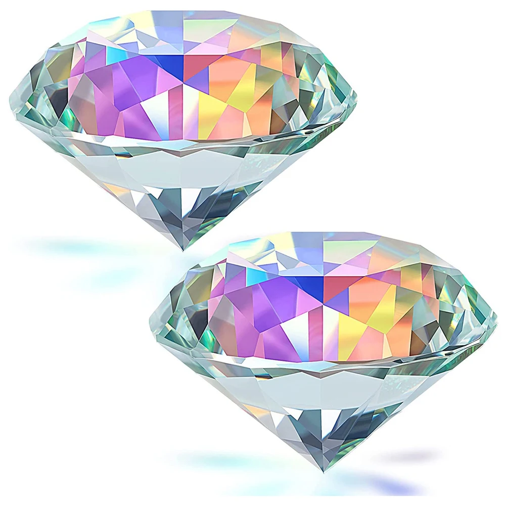 

2 шт. 50 мм/2 дюйма AB цветной граненый бриллиант кристалл Радуга пресс-папье кристалл для дома офиса Декор и свадебные сувениры