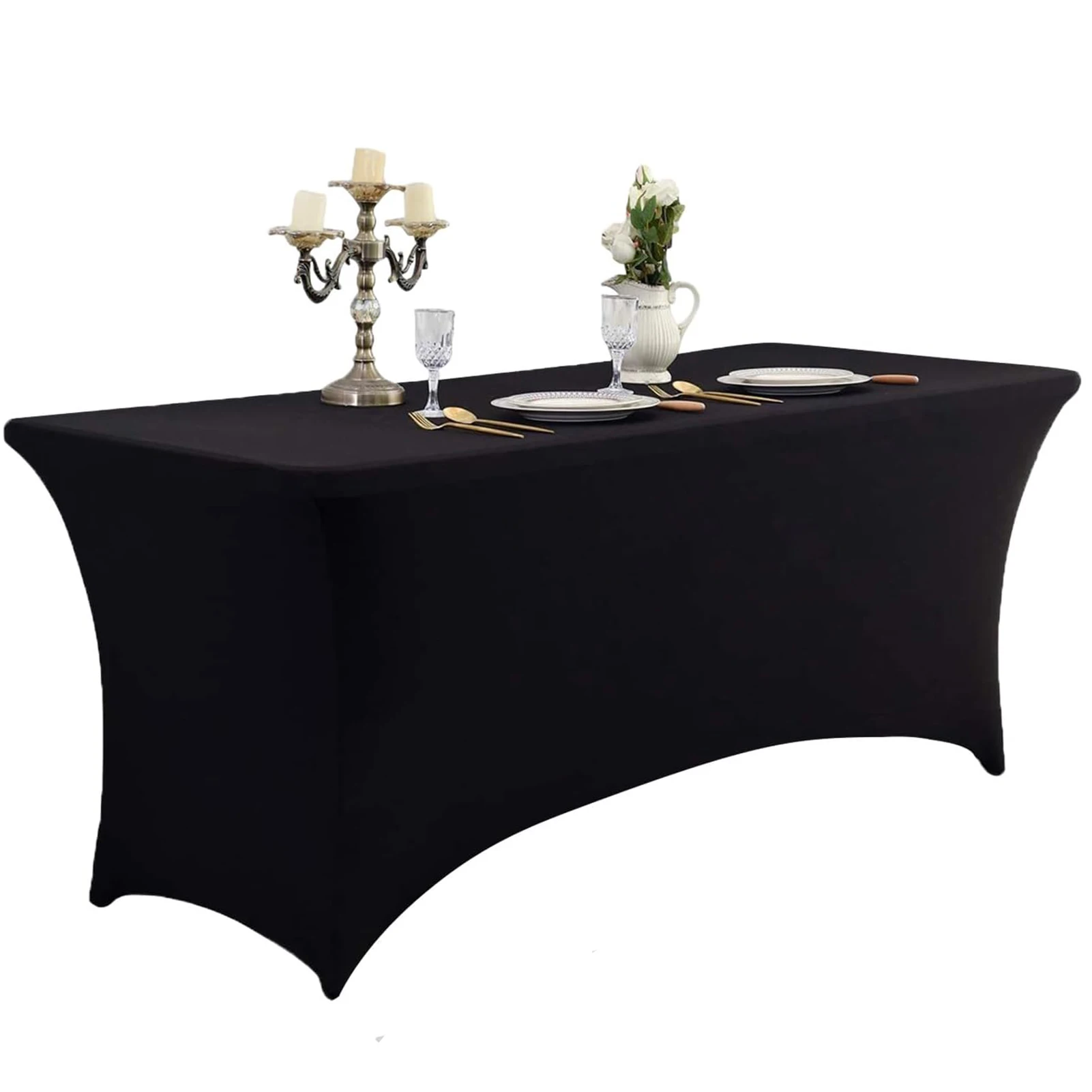 6ft Stretch Black Spandex Polyester Table Cloth Universal Rectangular Fitted Tablecloth Protector for Wedding Party Vendor Home
6ft Stretch Black Spandex Polyester Table Cloth Universal Rectangular Fitted Tablecloth Protector for Wedding Party Vendor Home