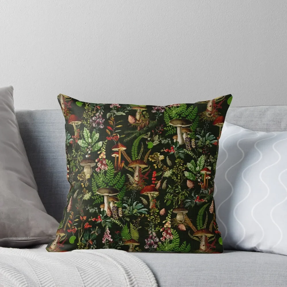 Vintage Mushrooms Forest Botanical Pattern - Black Botanical Night Garden Throw Pillow
Vintage Mushrooms Forest Botanical Pattern - Black Botanical Night Garden Throw Pillow