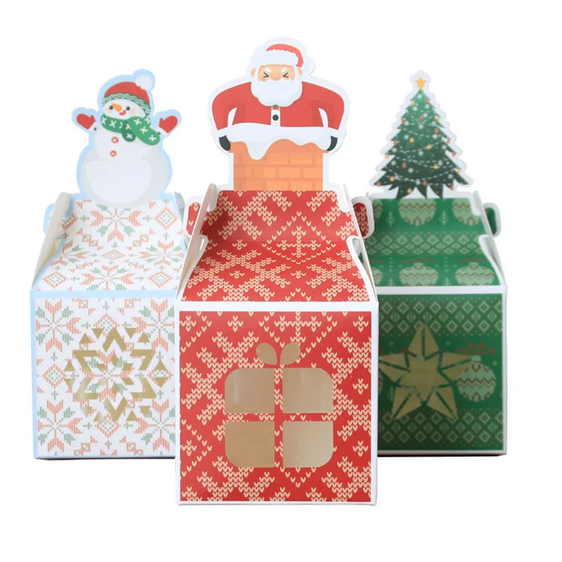 

50 шт. коробка для конфет с рождественским Санта Клаусом, елка, снеговик, упаковочная коробка, для свадебной вечеринки, новогодние подарки для детей, Подарочная коробка для гостей