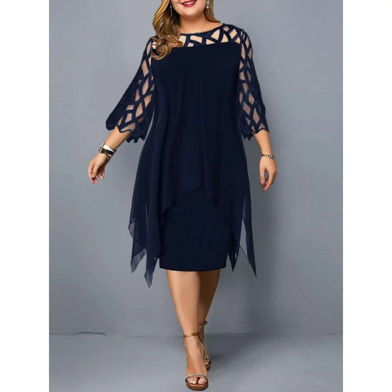 Elegant Midi Party Dress For Chubby Women Xxl O Neck Lace Sleeve Hollow Out Solid Sexy Women'S Clothing Eveening Dresses 2023
Elegant Midi Party Dress For Chubby Women Xxl O Neck Lace Sleeve Hollow Out Solid Sexy Women'S Clothing Eveening Dresses 2023