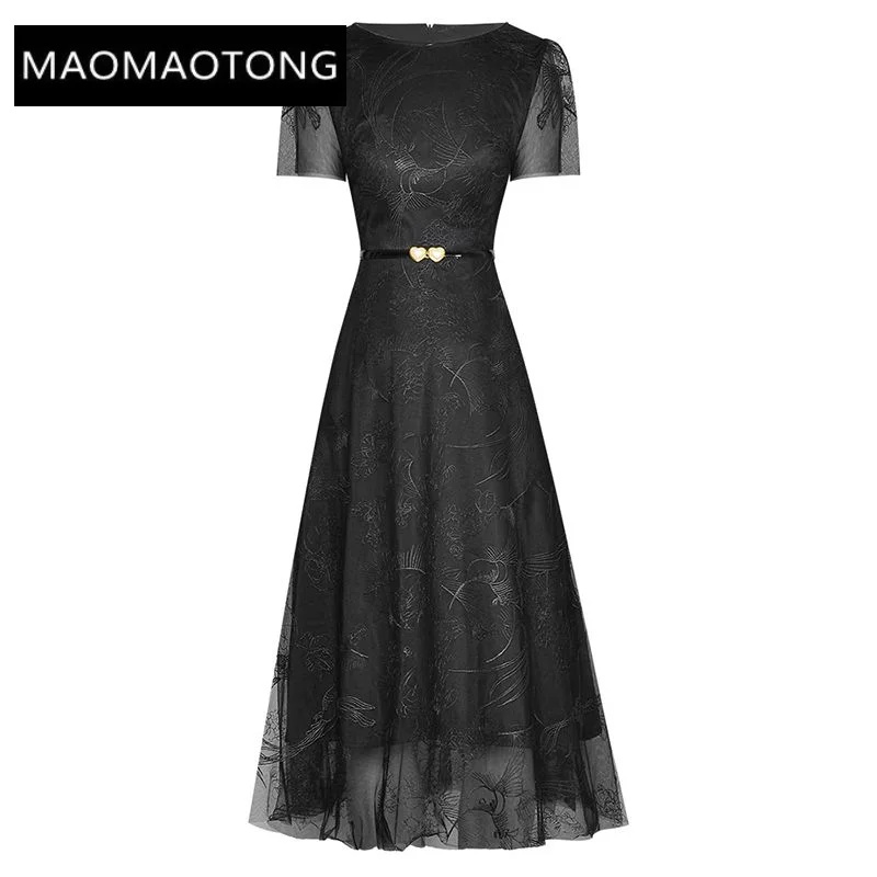 Summer Dress Women O-Neck Short Sleeve Belt Mesh Embroidery Vintage Midi Dresses For Women 2023 Runway Luxury Brand High Quality
Summer Dress Women O-Neck Short Sleeve Belt Mesh Embroidery Vintage Midi Dresses For Women 2023 Runway Luxury Brand High Quality