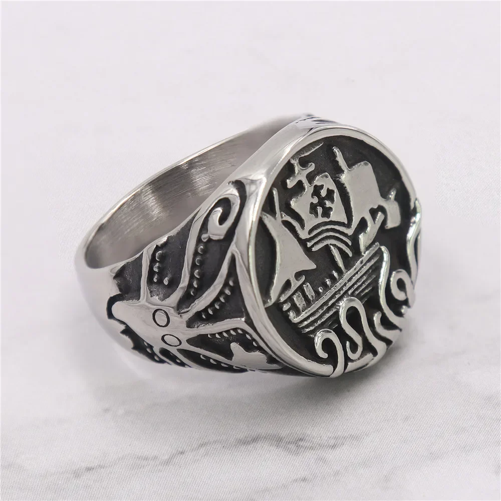 CHUANGCHENG Retro Personality Men's Pirate Ship Stainless Steel Octopus Sailboat Man Rings Size 7-15
CHUANGCHENG Retro Personality Men's Pirate Ship Stainless Steel Octopus Sailboat Man Rings Size 7-15
