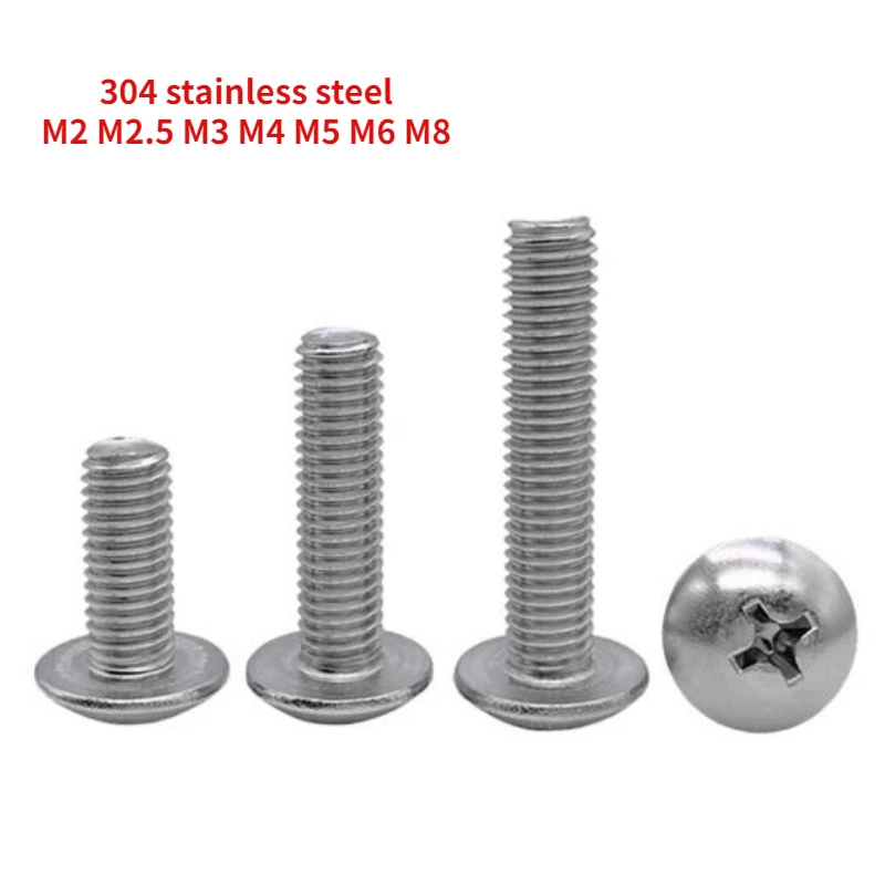 2-100 шт. M2 M2.5 M3 M4 M5 M6 M8 304 нержавеющая сталь JISB1111T Крестовая ферма Большая Плоская Круглая Крестовая головка деревообрабатывающий винт болт