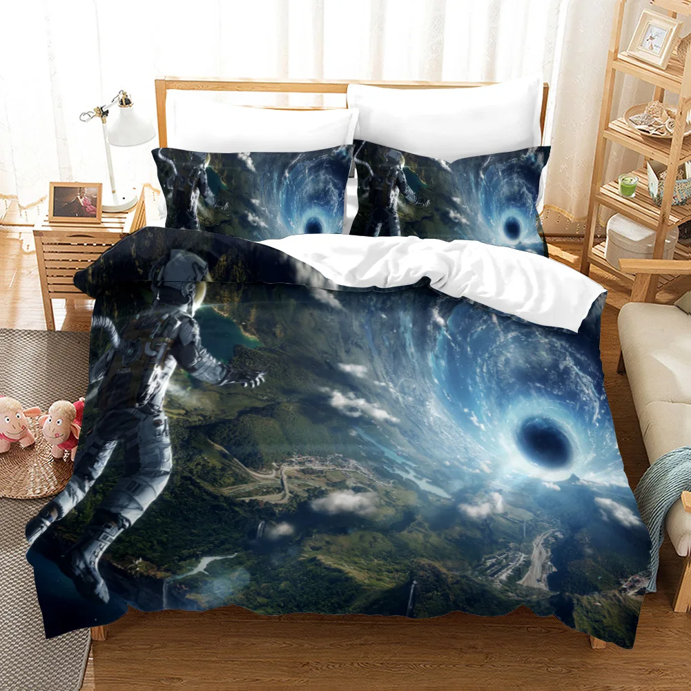 

Earth Duvet Cover Set King/Queen Size,Galaxy Outer Space Universe Theme Bedding Set Blue Planet 2/3pcs Polyester Comforter Cover