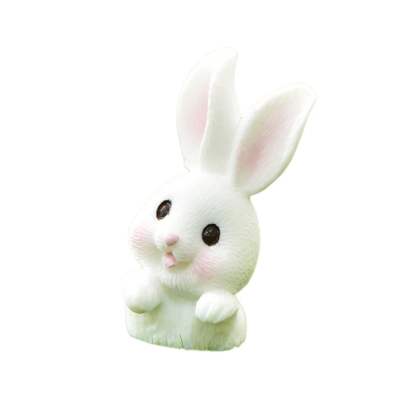 

Desktop Decorations Cute White Mini Bunny Figurine Ornament Micro Landscape Decoration Dollhouse Miniature Toy New Year Gifts