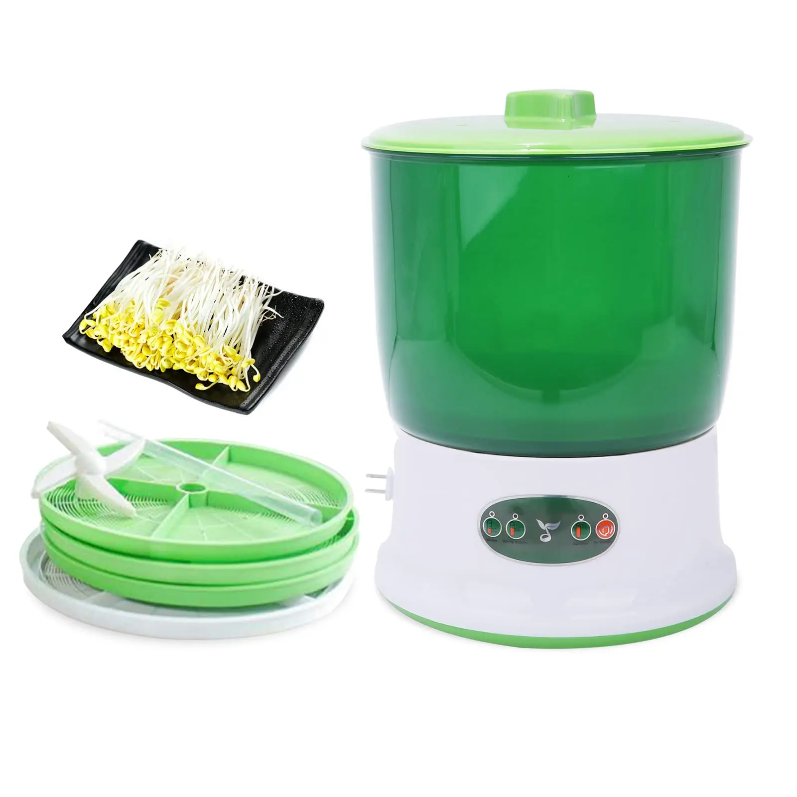 

3 Layer and Platen Bean Sprouts Maker Green Vegetable Seeds Growth Bucket English Menu