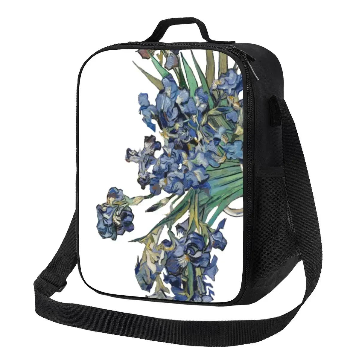 

Vincent Van Gogh Lrises Portable Lunch Boxes Flowers Painting Cooler Thermal Food Insulated Lunch Bag School Children Student