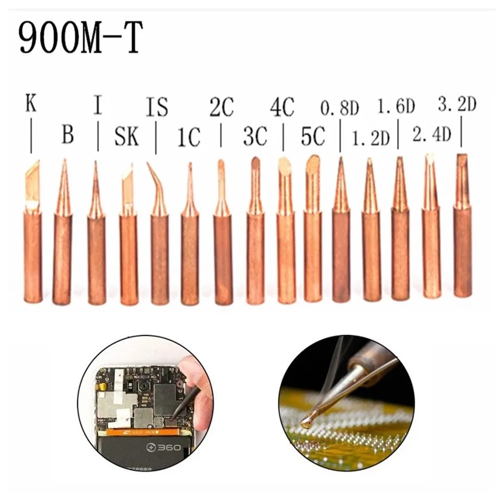 5pcs 900M-T Copper Soldering Iron Tips Welding Nozzle Lead-Free Welding Solder Tip Non-stick Tin Tip DIY Tools Set 933.907.951
5pcs 900M-T Copper Soldering Iron Tips Welding Nozzle Lead-Free Welding Solder Tip Non-stick Tin Tip DIY Tools Set 933.907.951