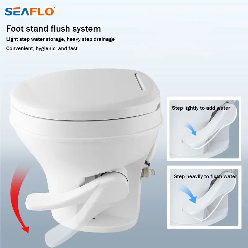 SEAFLO RV Toilet Soft Close Seat and Cover Easiest In-Class Cleaning Camper One-Piece Toilet Inline Type PP Material
SEAFLO RV Toilet Soft Close Seat and Cover Easiest In-Class Cleaning Camper One-Piece Toilet Inline Type PP Material