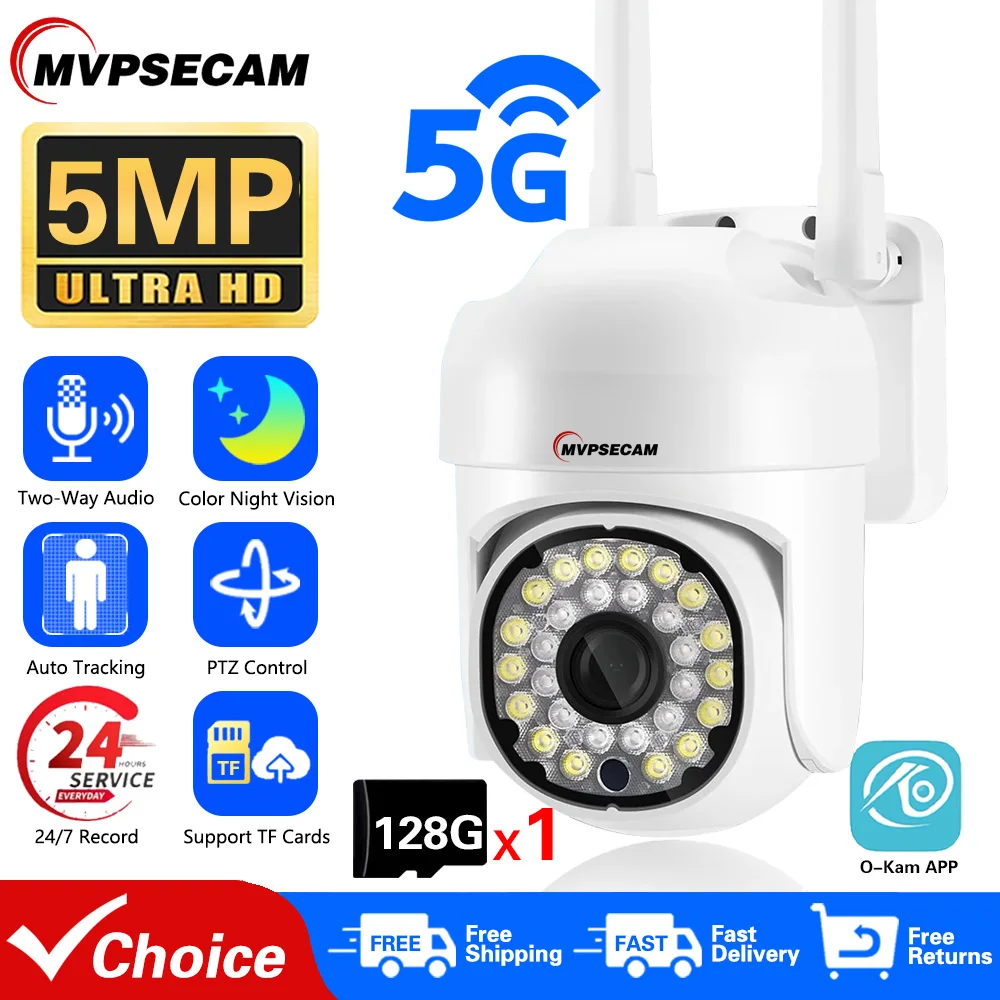 

5G WiFi Surveillance Cameras 5MP IP Camera HD 1080P IR Full Color Night Vision Security Protection Motion CCTV Outdoor Cam O-KAM