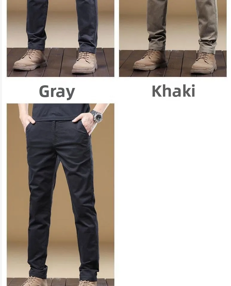 2025 Summer Thin Cotton Men's Casual Pants Trendy Versatile Elastic Light Business Trousers Work Formal Slim Straight Pants 37 S29f5846db6f348b091917f6fe6943db1i