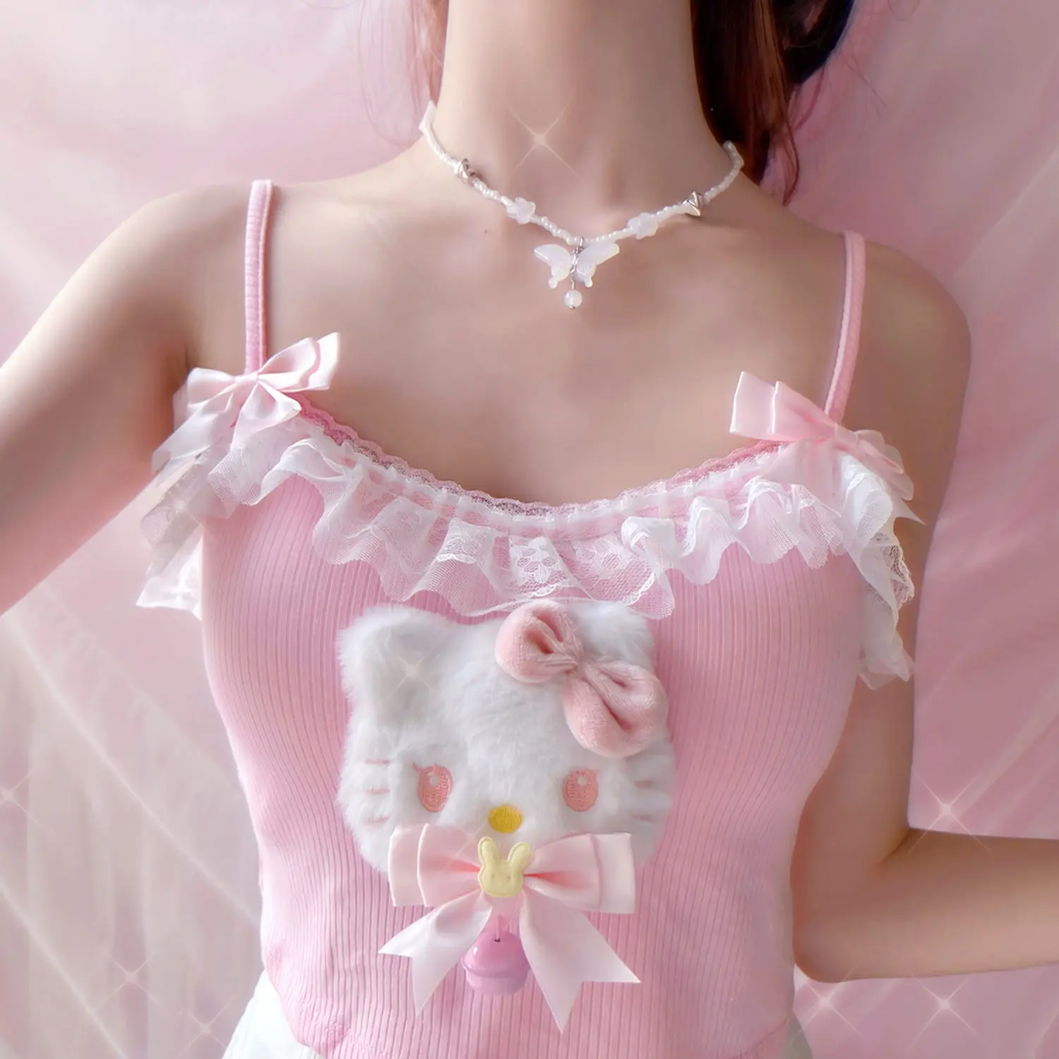 Милый розовый милый короткий топ с бантом Hello Kitty Pure Desire Милая Стильная майка с подушкой для груди и острыми девушками
Милый розовый милый короткий топ с бантом Hello Kitty Pure Desire Милая Стильная майка с подушкой для груди и острыми девушками