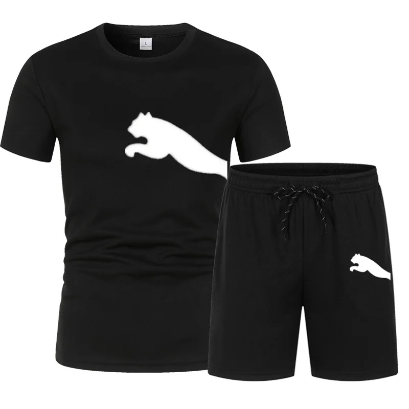 

Мужская сетчатая термодышащая футболка с коротким рукавом и шорты, популярная спортивная одежда, повседневная Беговая ходьба, модный принт, лето