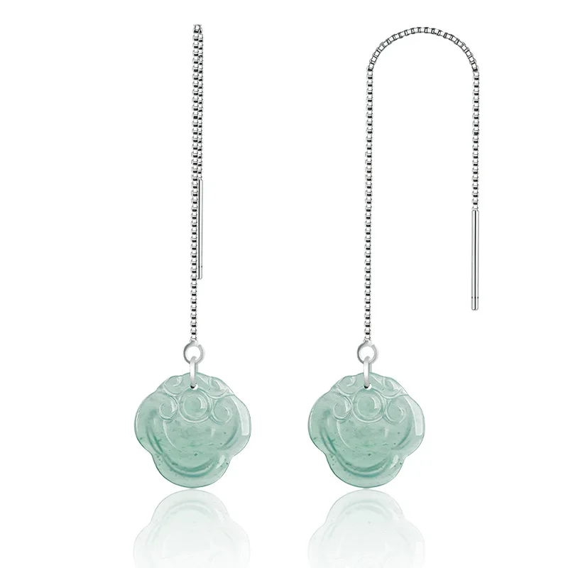Natural Jade A Goods Blue Water Ruyi Earline S925 Silver Inlaid Ice Jadeite Fashion Women's High Grade Earrings Jewelry Gifts
Natural Jade A Goods Blue Water Ruyi Earline S925 Silver Inlaid Ice Jadeite Fashion Women's High Grade Earrings Jewelry Gifts