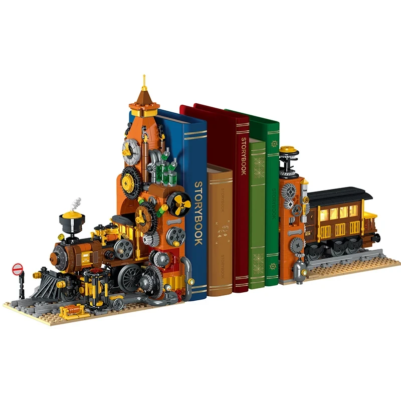 1252PCS 2024 New Steampunk Train Bookend Model With Light Educational Building Blocks Brick Childrens MOC Toys Birthday Gifts 1252PCS 2024 New Steampunk Train Bookend Model With Light Educational Building Blocks Brick Childrens MOC Toys Birthday Gifts