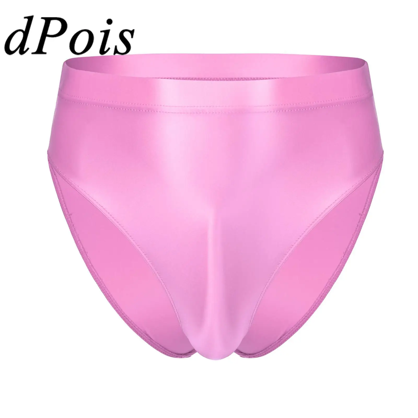 

Sissy Mens Glossy High Waist Briefs Solid Color Elastic Waistband Panties Underpants Underwear Hommes Bathing Bottom Swimwear