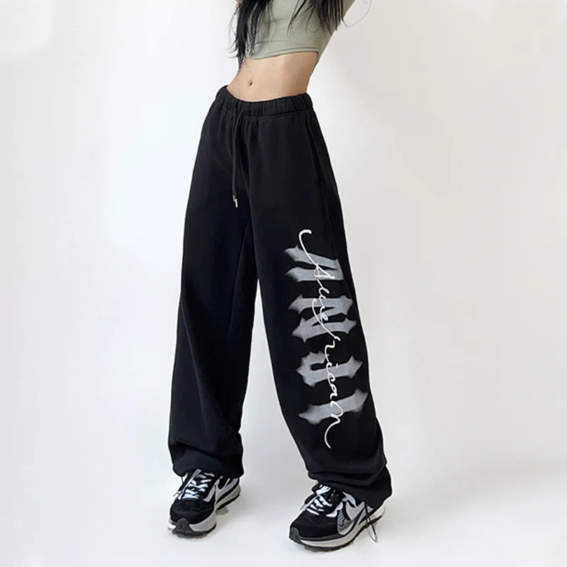 

Kpop Streetwear Black Jogger Sports Pants Women Hippie Harajuku Gothic Oversize Baggy Sweatpants Wide Leg Trousers Korean Style