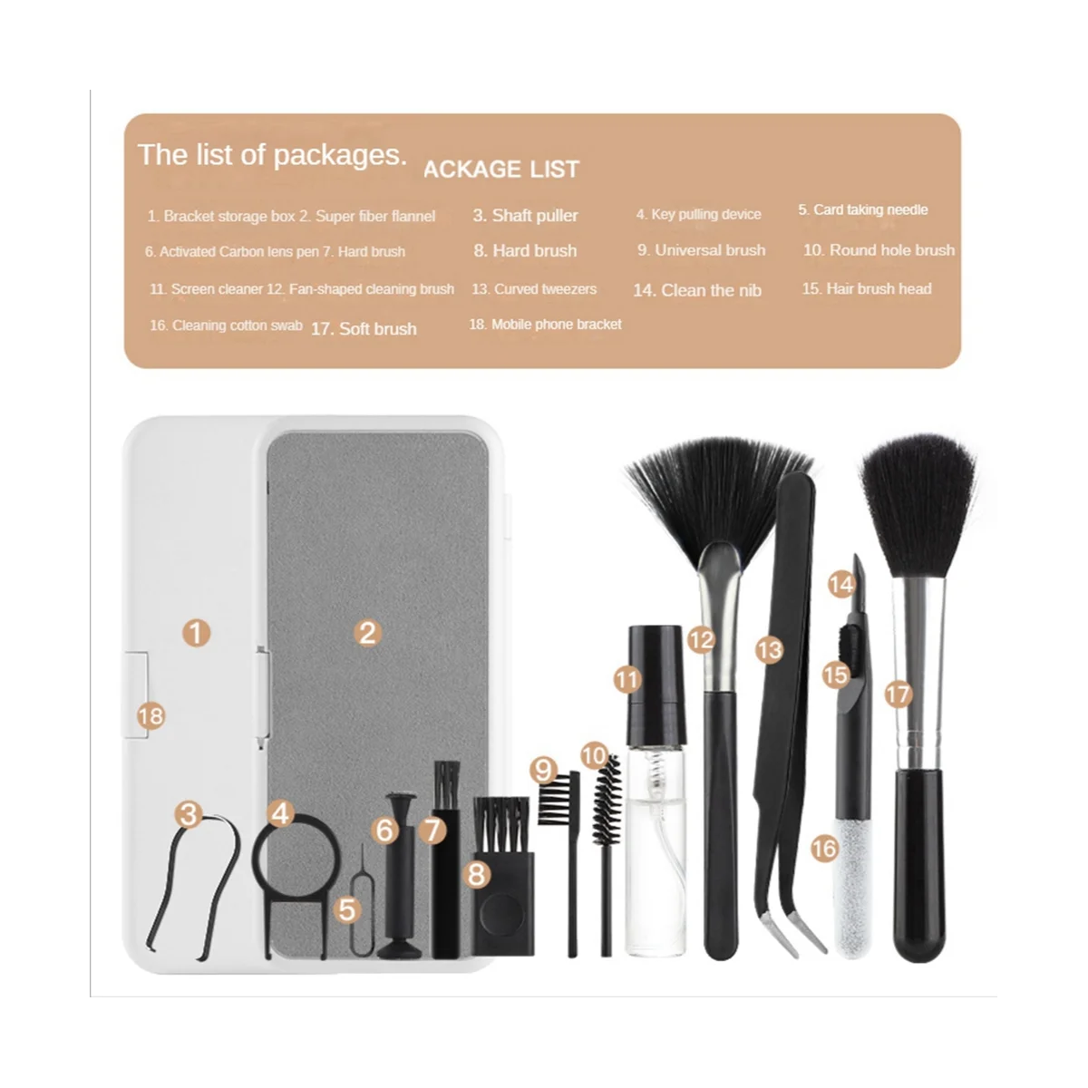 Q10 18 in 1 Cleaning Kit Multifunctional Bluetooth Headset Cleaning Pen Convenient Computer Keyboard Cleaning Kit
Q10 18 in 1 Cleaning Kit Multifunctional Bluetooth Headset Cleaning Pen Convenient Computer Keyboard Cleaning Kit