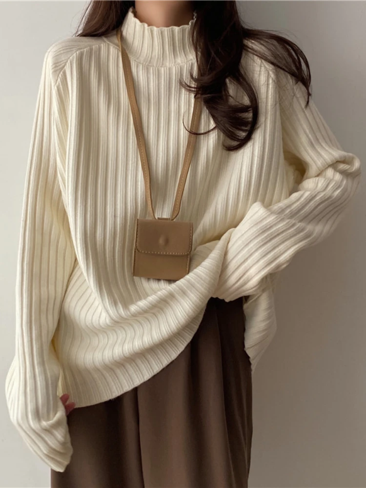 Knitted Tops Pullovers Half High Collar Sweaters Undershirt Women's Clothing Autumn Winter Jumpers Loose Top Vintage Pullovers 
Knitted Tops Pullovers Half High Collar Sweaters Undershirt Women's Clothing Autumn Winter Jumpers Loose Top Vintage Pullovers