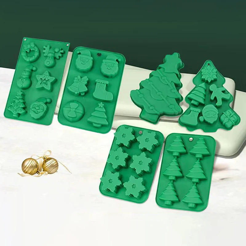 

Christmas Tree Elk Silicone Mousse Cake Baking Mold Santa Snowflake Chocolate Biscuit Ice Silicone Mold Soap Making Holiday Gift