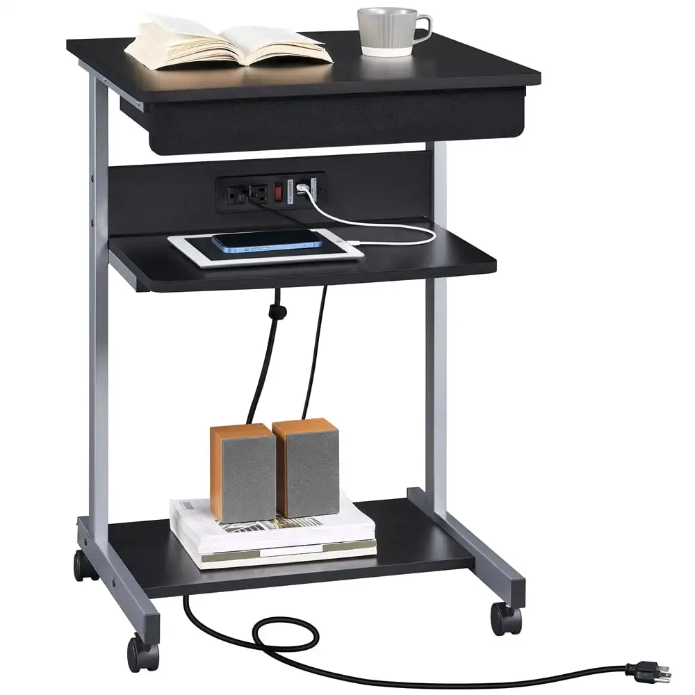 SMILE MART 22in Rolling Laptop Computer Table with Power Outlet for Home, Black
SMILE MART 22in Rolling Laptop Computer Table with Power Outlet for Home, Black