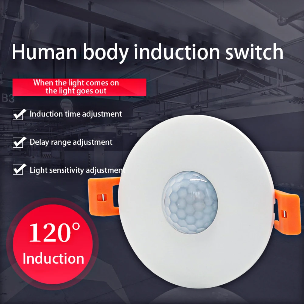 

CoRui Infrared PIR Sensor Switch 110-220V Human Body Detector Embedded Concealed Staircase Motion Detection Ceiling Installation