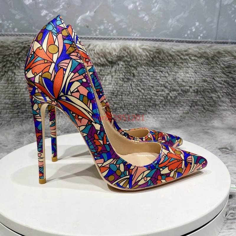

Sexy Women Pointy Toe High Heel Shoes Designer Slip On Stiletto Pumps 8cm 10cm 12cm Color Block Heels