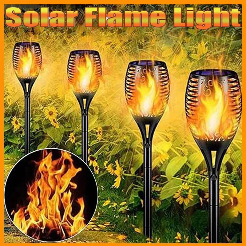 

1/2/4/6/8/10/12Pcs Solar Flame Torch Light Flickering Light Waterproof Garden Decoration Outdoor Lawn Path Yard Patio Floor Lamp