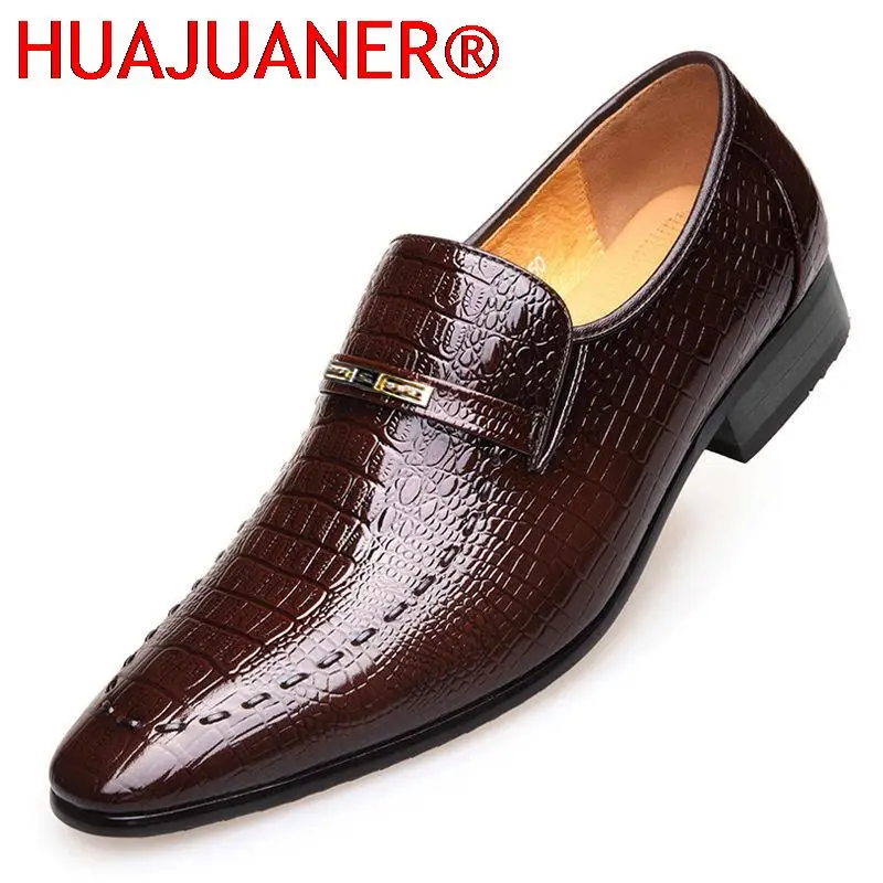 

Crocodile Pattern Leather Men's Casual Shoes Classic Low-Cut Embossed Leather Shoes Comfortable Business Dress Shoes Man Loafers