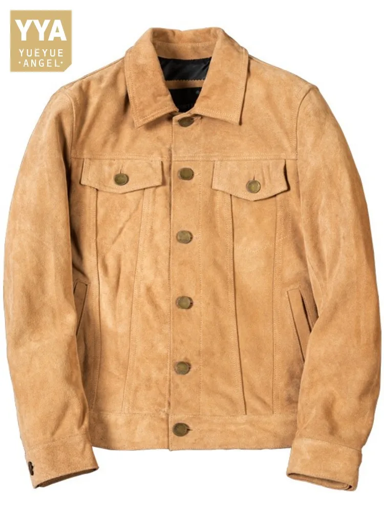 Vintage Cow Suede Jacket Men Slim Single Breasted Motorcycle Coat Spring Autumn Casual Outerwear Streetwear Men Pilot Jackets
Vintage Cow Suede Jacket Men Slim Single Breasted Motorcycle Coat Spring Autumn Casual Outerwear Streetwear Men Pilot Jackets