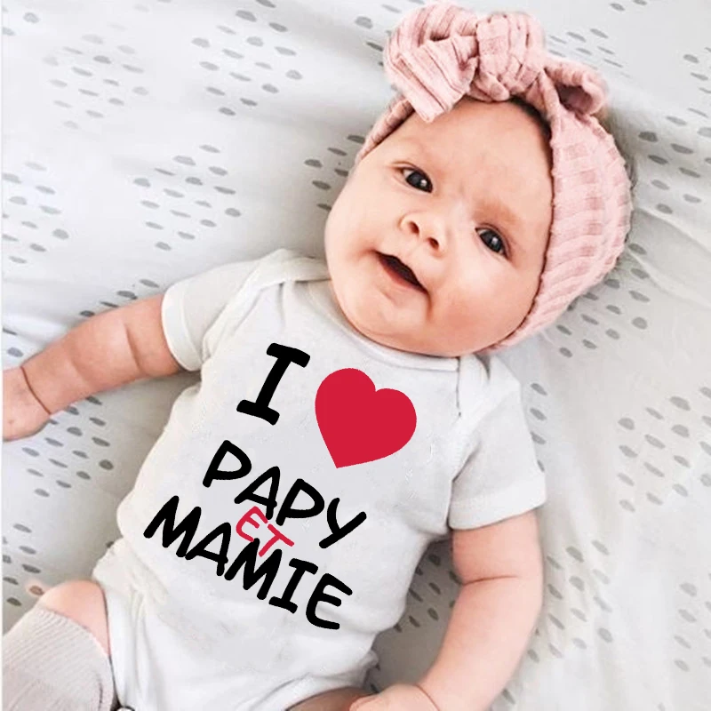 I Love Papy & Mamie Baby Bodysuit Newborn Boy Girl Short Sleeve Summer Romper Unisex Toddler Outfits Funny Infant Clothes Gifts
I Love Papy & Mamie Baby Bodysuit Newborn Boy Girl Short Sleeve Summer Romper Unisex Toddler Outfits Funny Infant Clothes Gifts