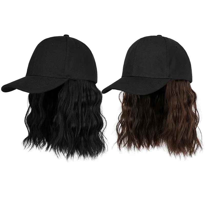 

Wig Caps Women One-piece Fashion Wig Hat Short Curly Hair Wig Hats Kpop Trends Baseball Caps Casual Daily Bonnets Cotton Bonnet