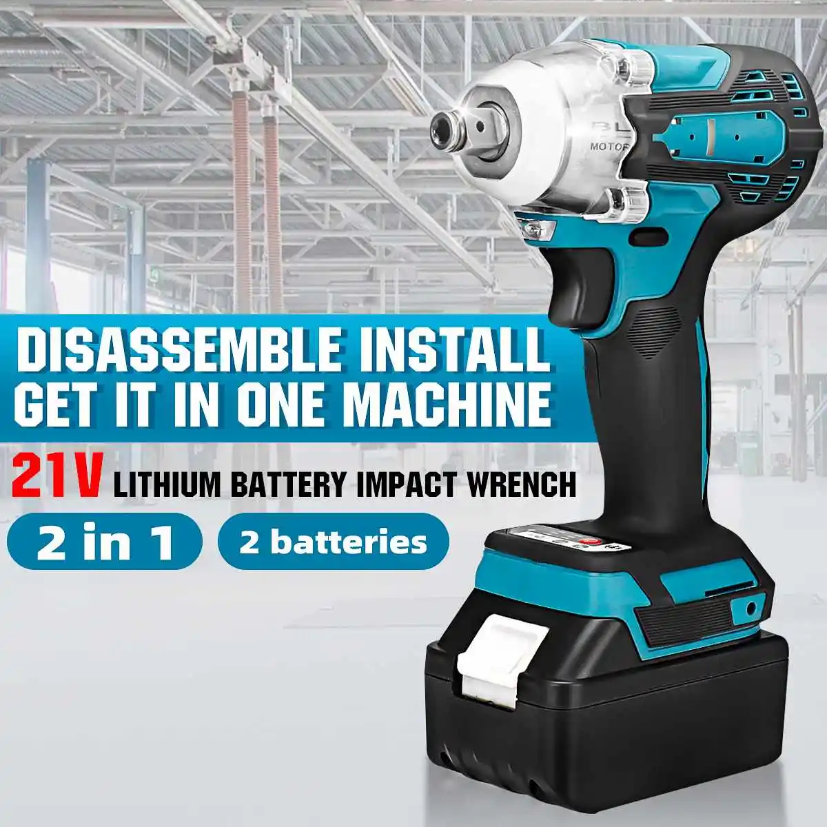 2 In1 21V 588N.m. Li-Ion Brushless Cordless 1/4'' Electric Screwdriver 1/2''Electric Wrench Combine Fit For Makita 300Battery
2 In1 21V 588N.m. Li-Ion Brushless Cordless 1/4'' Electric Screwdriver 1/2''Electric Wrench Combine Fit For Makita 300Battery