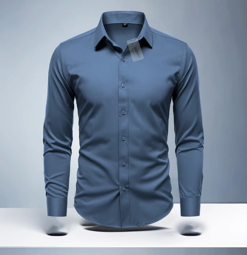 قميص أبيض للرجال بأكمام طويلة، كاجوال بدون حديد، قميص مناسب للربيع/الصيف، ملابس رسمية احترافية قميص أبيض للرجال بأكمام طويلة، كاجوال بدون حديد، قميص مناسب للربيع/الصيف، ملابس رسمية احترافية