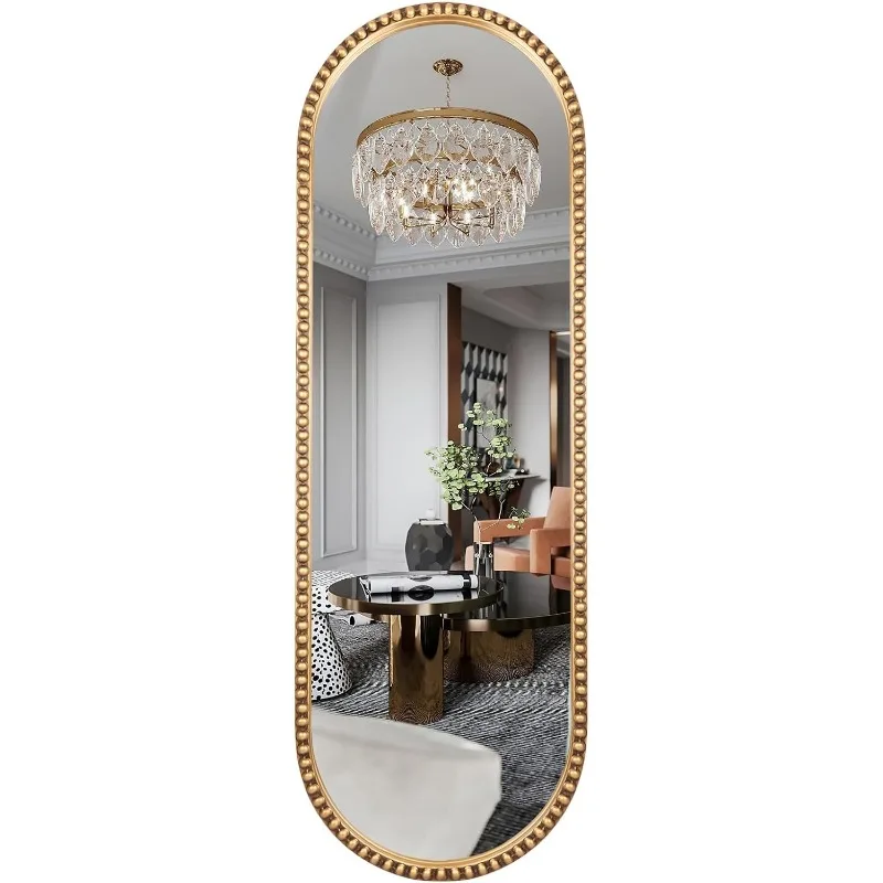 Oval Full Length Mirror, 16"x47" Metal Beaded Frame Mirror for Wall, Large Hanging Dressing Floor Mirror,Antique Gold (No Stand)
Oval Full Length Mirror, 16"x47" Metal Beaded Frame Mirror for Wall, Large Hanging Dressing Floor Mirror,Antique Gold (No Stand)