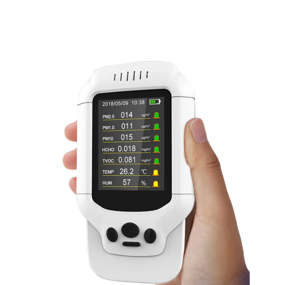 Детектор качества воздуха, тестер формальдегида PM2.5 PM10 PM1.0 TVOC HCHO AQI, датчик формальдегида, гигротермограф, монитор
Детектор качества воздуха, тестер формальдегида PM2.5 PM10 PM1.0 TVOC HCHO AQI, датчик формальдегида, гигротермограф, монитор