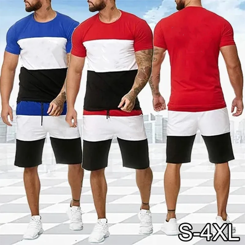 Popular high-quality men's casual short sleeved T-shirt set with solid color patchwork short sleeved shorts sportswear set S-4XL
Popular high-quality men's casual short sleeved T-shirt set with solid color patchwork short sleeved shorts sportswear set S-4XL
