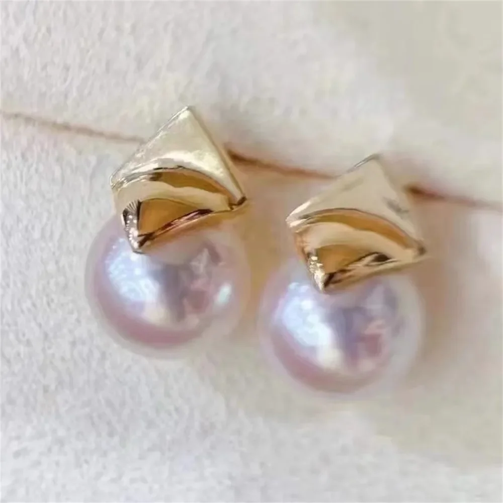 

DIY Pearl Mini Accessories S925 Pure Silver Ear Stud Empty Holder Gold Silver Earrings Fit 8-10mm Round Beads E378