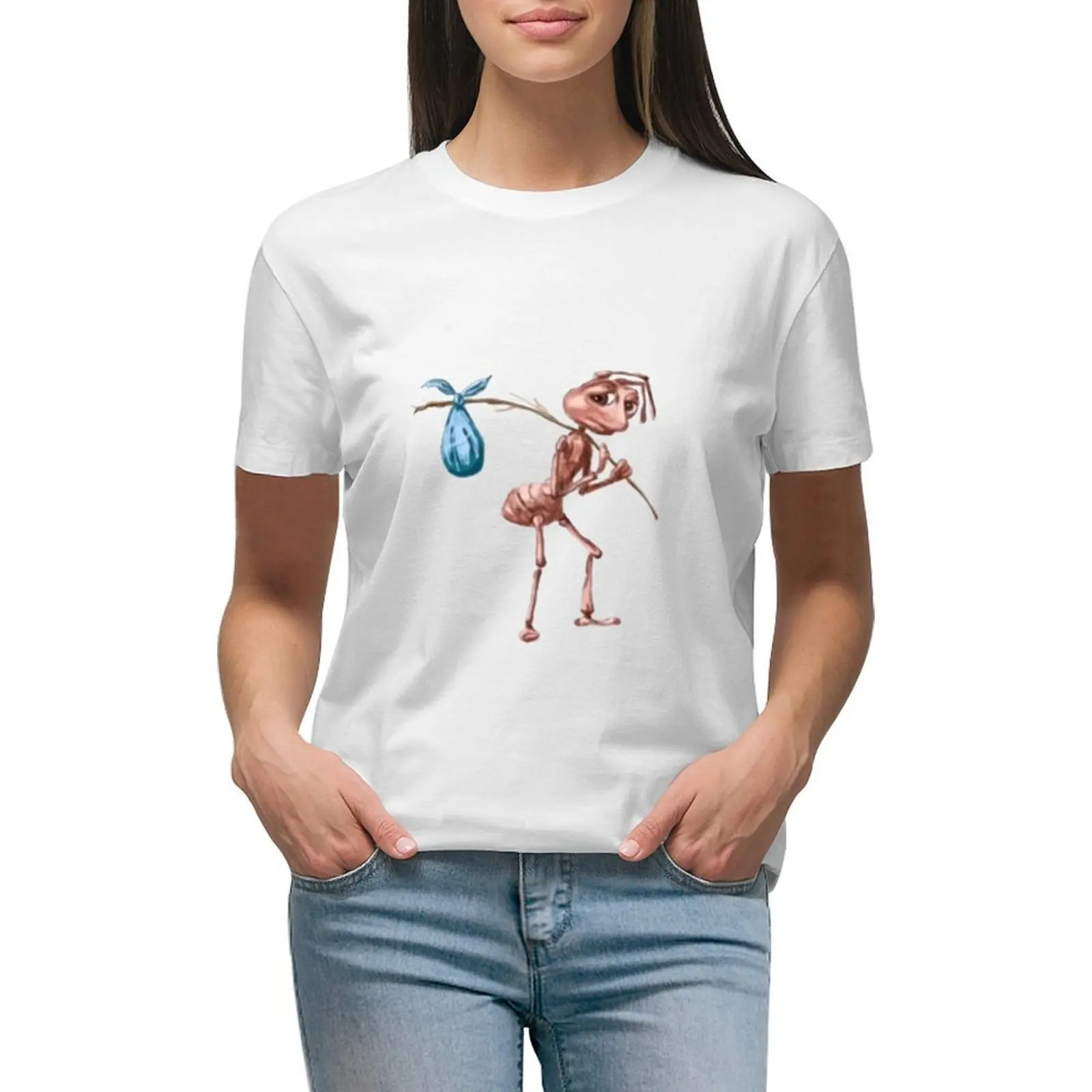 Sad ant with a bag on a stick. T-shirt korean fashion oversized funny T-shirts for Women
Sad ant with a bag on a stick. T-shirt korean fashion oversized funny T-shirts for Women