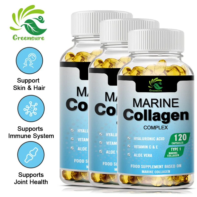 

Greensure Marine Collagen Capsule for Radiant Skin, Hair, Nails, Joints, & Bones - 60/120 Capsules