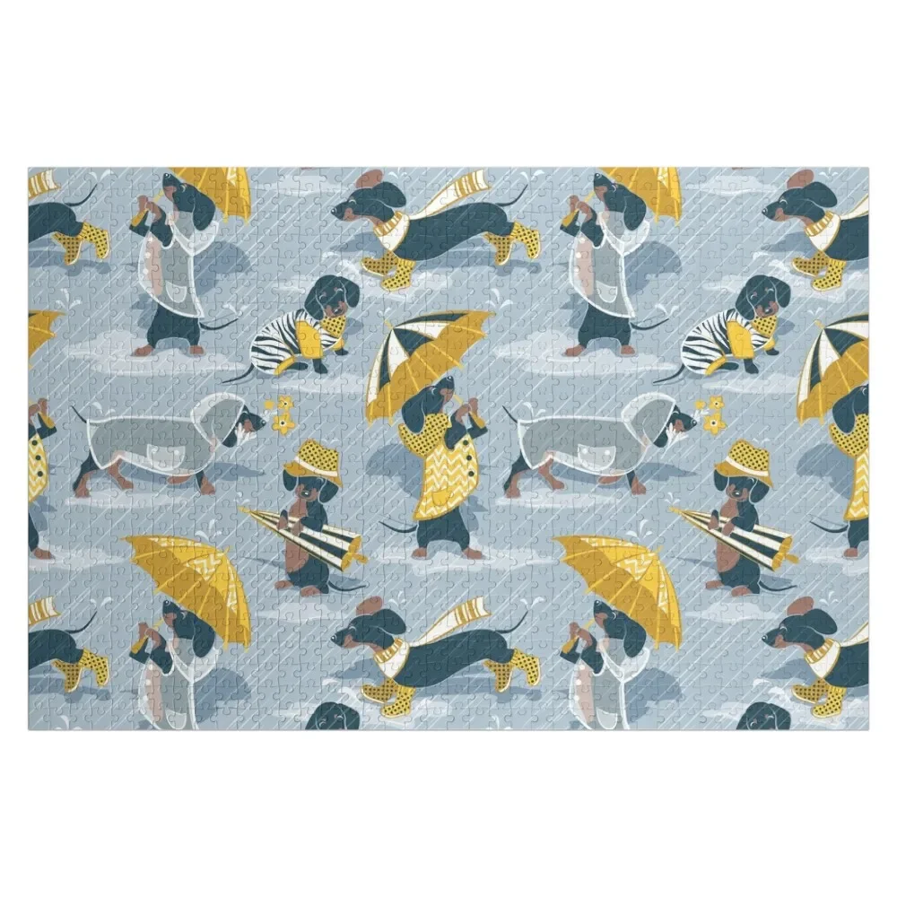 Ready For a Rainy Walk // pastel blue background dachshunds dogs with yellow and transparent rain coats Jigsaw Puzzle
Ready For a Rainy Walk // pastel blue background dachshunds dogs with yellow and transparent rain coats Jigsaw Puzzle