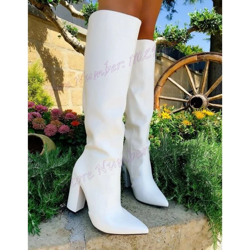 White Pointy Toe Chunky Heels Boots Patent Leather Knee High Shoes for Women High Heels Sexy Lady Shoes 2024 Zapatos Para Mujere
White Pointy Toe Chunky Heels Boots Patent Leather Knee High Shoes for Women High Heels Sexy Lady Shoes 2024 Zapatos Para Mujere
