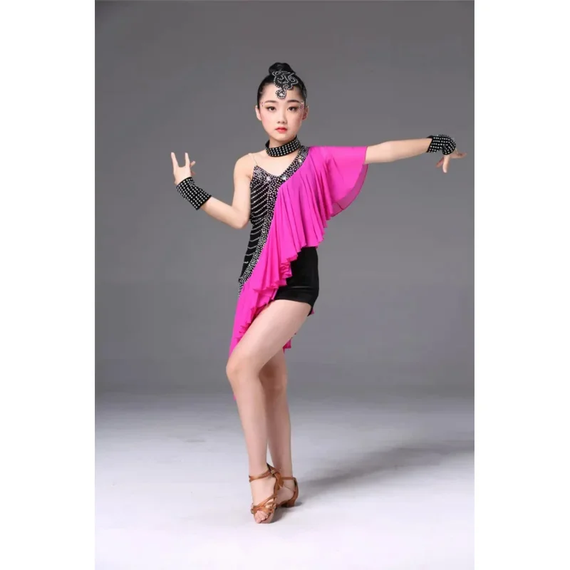 

1pcs/lot children sequin latin dress girl tassel fishtail dancing costumes kid sweet creative performance dress