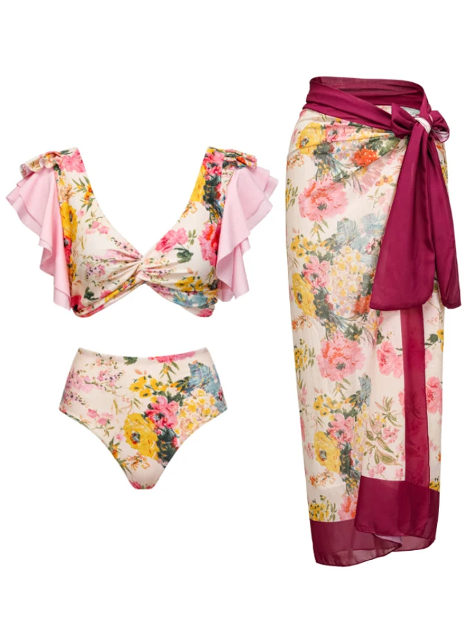 Floral Colorblock Pleated lace print split swimsuit high waist sexy aesthetic bikini and covered skirt 2023 women's new summer
Floral Colorblock Pleated lace print split swimsuit high waist sexy aesthetic bikini and covered skirt 2023 women's new summer