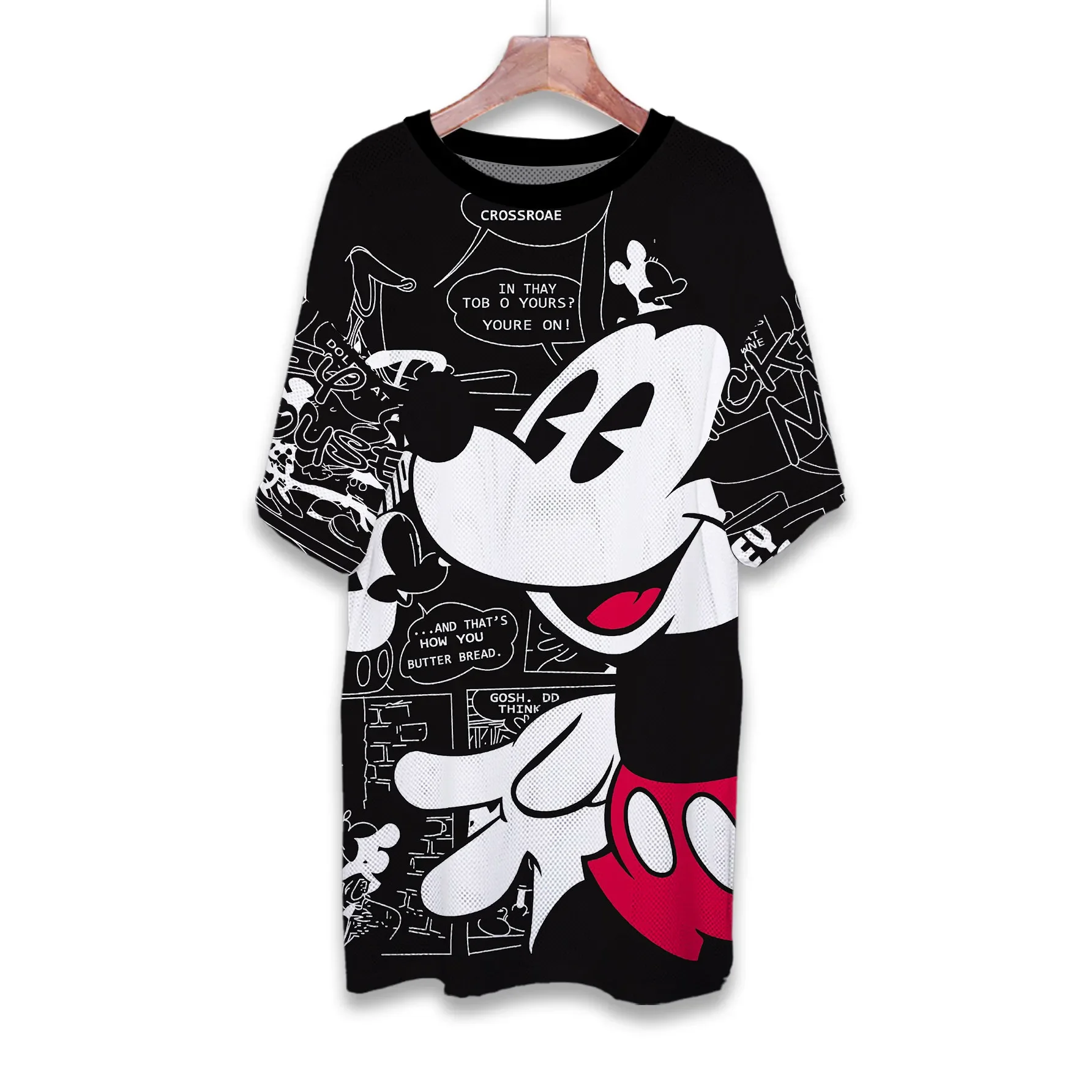 

Cartoon Mickey Minnie Print Summer Loose Home Women's Short Sleeve T-Shirt Cartoon Mickey Mouse Mesh Dress Pajamas Disney