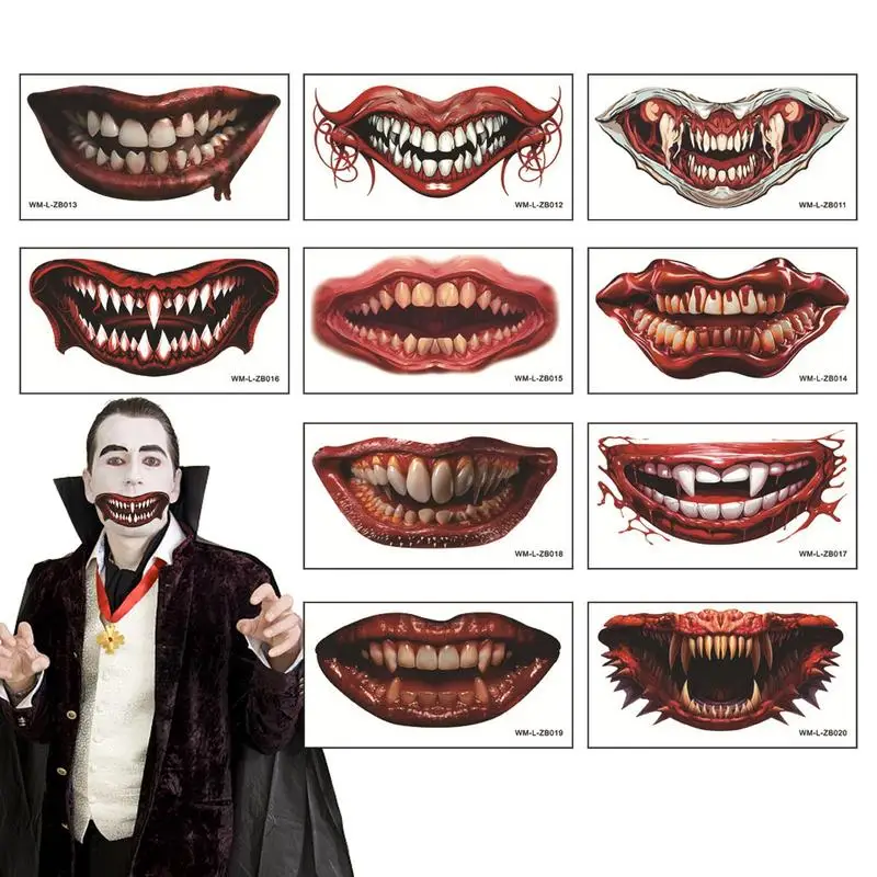Halloween Makeup Stickers Temporary Fake Scary Mouth Stickers Cosplay 10pcs Fake Scary Mouth Halloween Temporary Face Decals
Halloween Makeup Stickers Temporary Fake Scary Mouth Stickers Cosplay 10pcs Fake Scary Mouth Halloween Temporary Face Decals