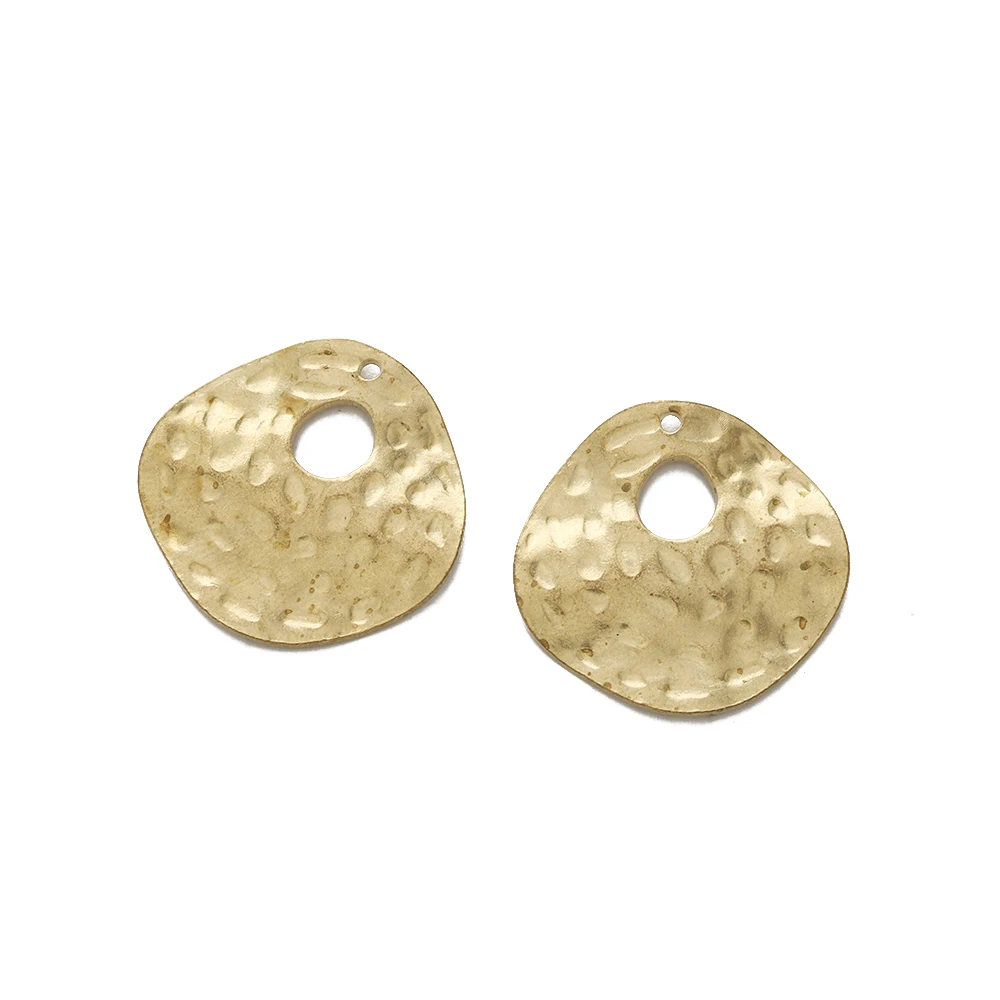 

10Pcs Raw Brass Irregular Circle Textured Charms Curved Stamping Pendant Charms for Diy Necklace Jewelry Earring Making Findings