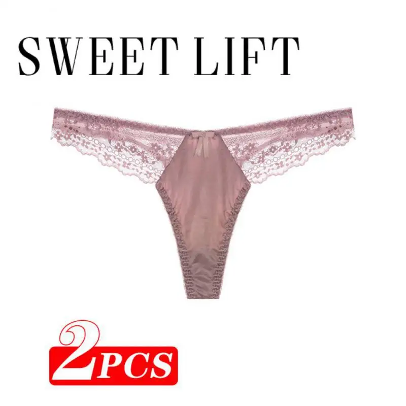 

2Pcs Sexy Women's Lace Panties Seamless Female Underwear Temptation Low-Rise Tanga Thong Female Briefs T-pants Underpant Pantys